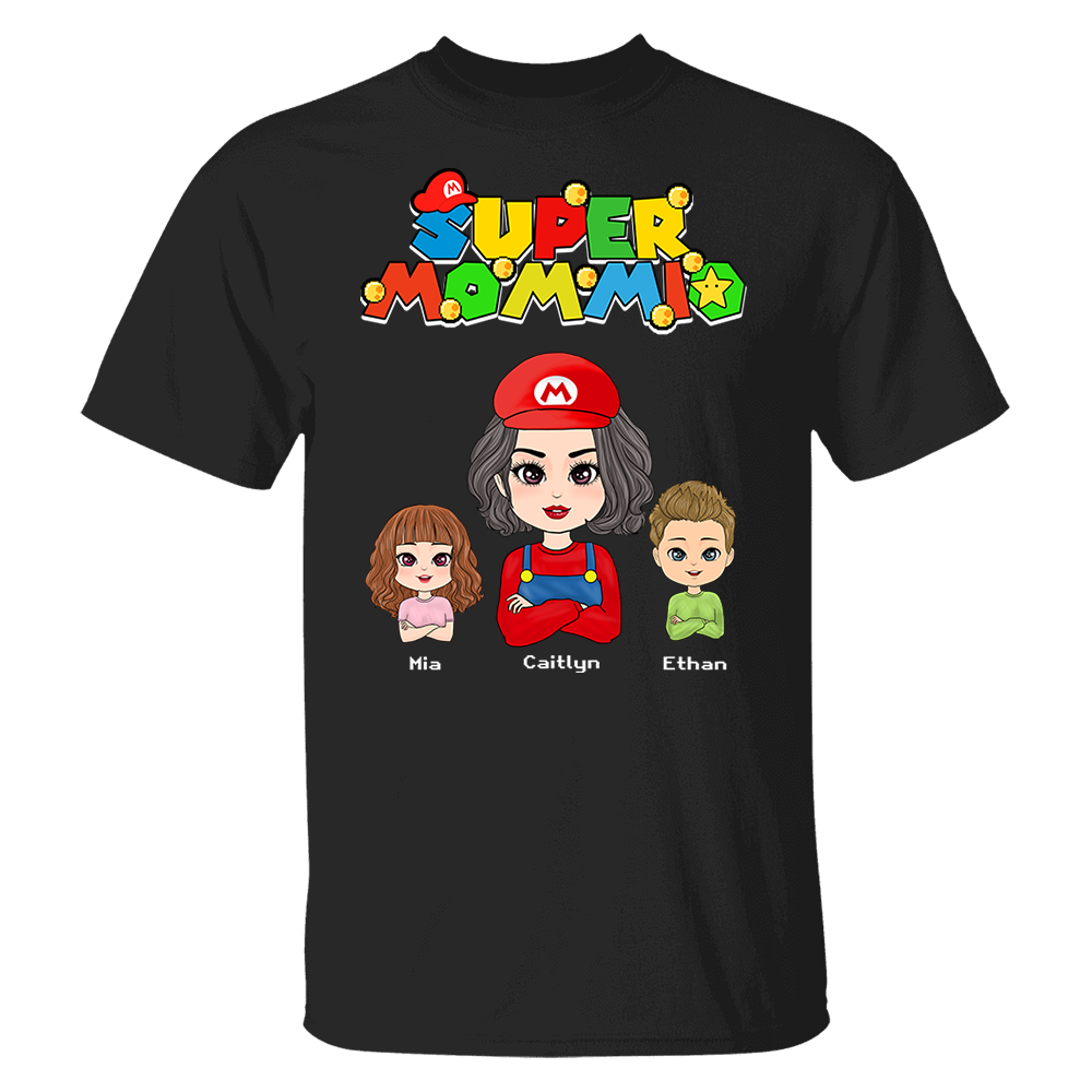 Personalized Super Mommio Shirt, Mother's Day Gift, Super Mario Family Custom Shirts, Mother's Day Shirt, Mom Shirt, Gamer Mommy Shirt Vr2