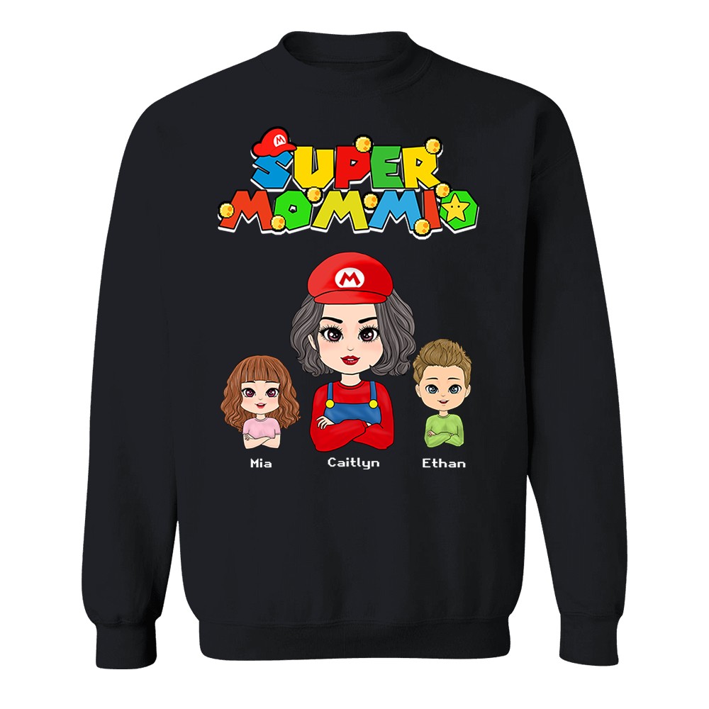 Personalized Super Mommio Shirt, Mother's Day Gift, Super Mario Family Custom Shirts, Mother's Day Shirt, Mom Shirt, Gamer Mommy Shirt Vr2