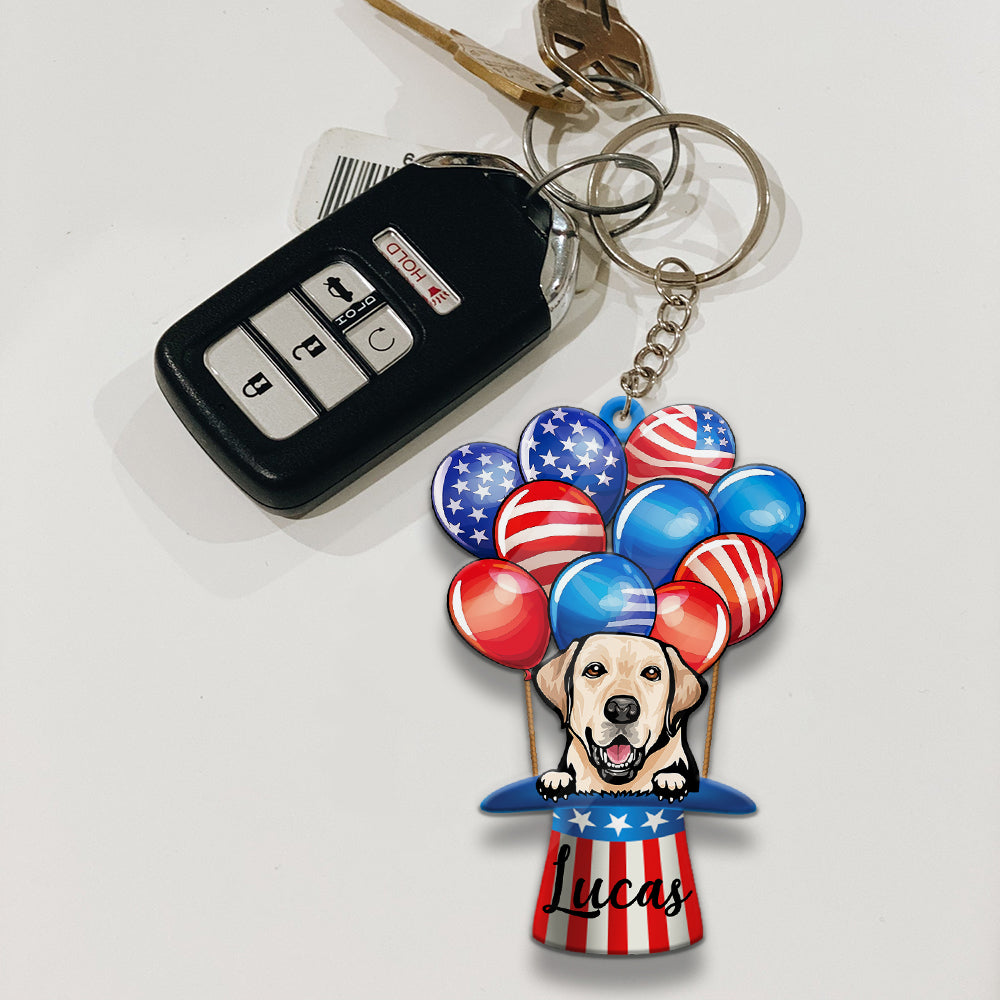 Dog Air Balloon Personalized Keychain