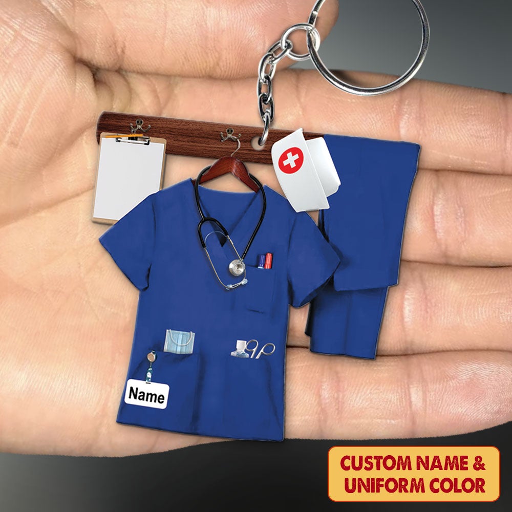 Personalized Nurse Uniform Flat Acrylic Keychain
