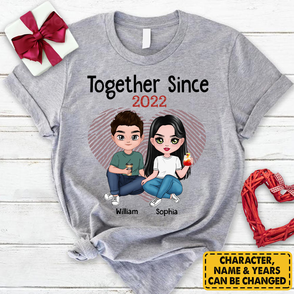 Together Since Years Personalized Shirt For Couple Lover Gift For Husband Wife