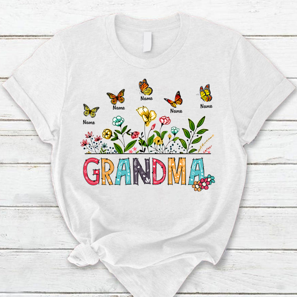 Personalized Raising Wildflowers & Butterflies, Floral Nana Mimi Mama... Shirts For Grandma