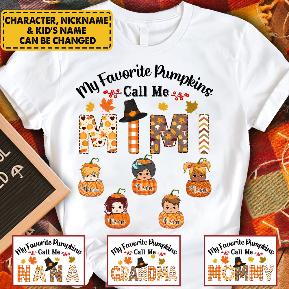 Personalized My Favorite Pumpkins Call Me Mimi Custom Name Autumn Season T-Shirt For Grandma
