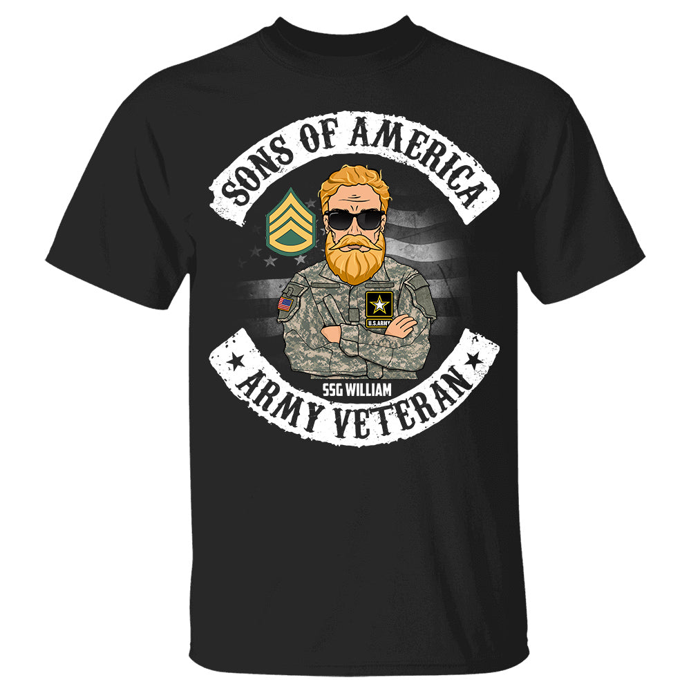 Sons Of America U.S. Veteran Personalized Branch Rank Name Shirt For Veterans Veteran's Day Gift H2511