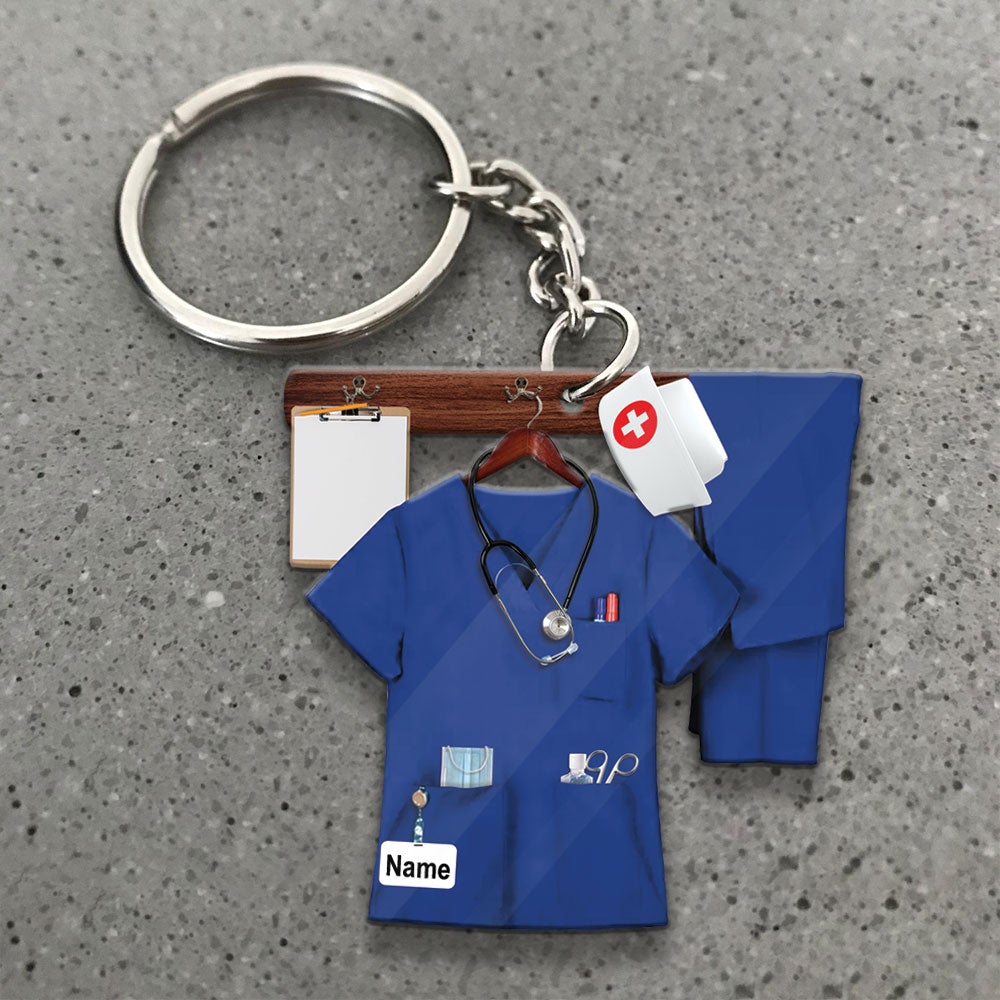 Personalized Nurse Uniform Flat Acrylic Keychain