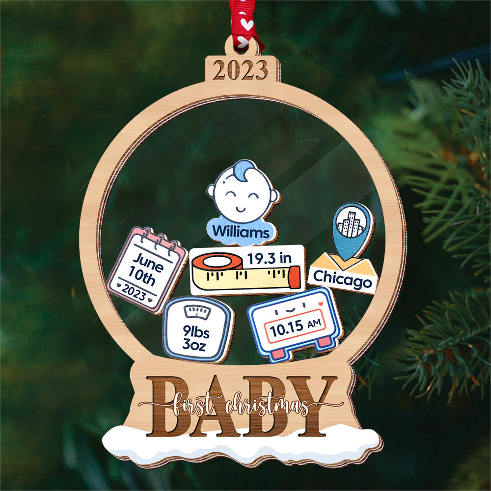 Baby First Christmas - Personalized 5 Layered Christmas Shaker Ornament