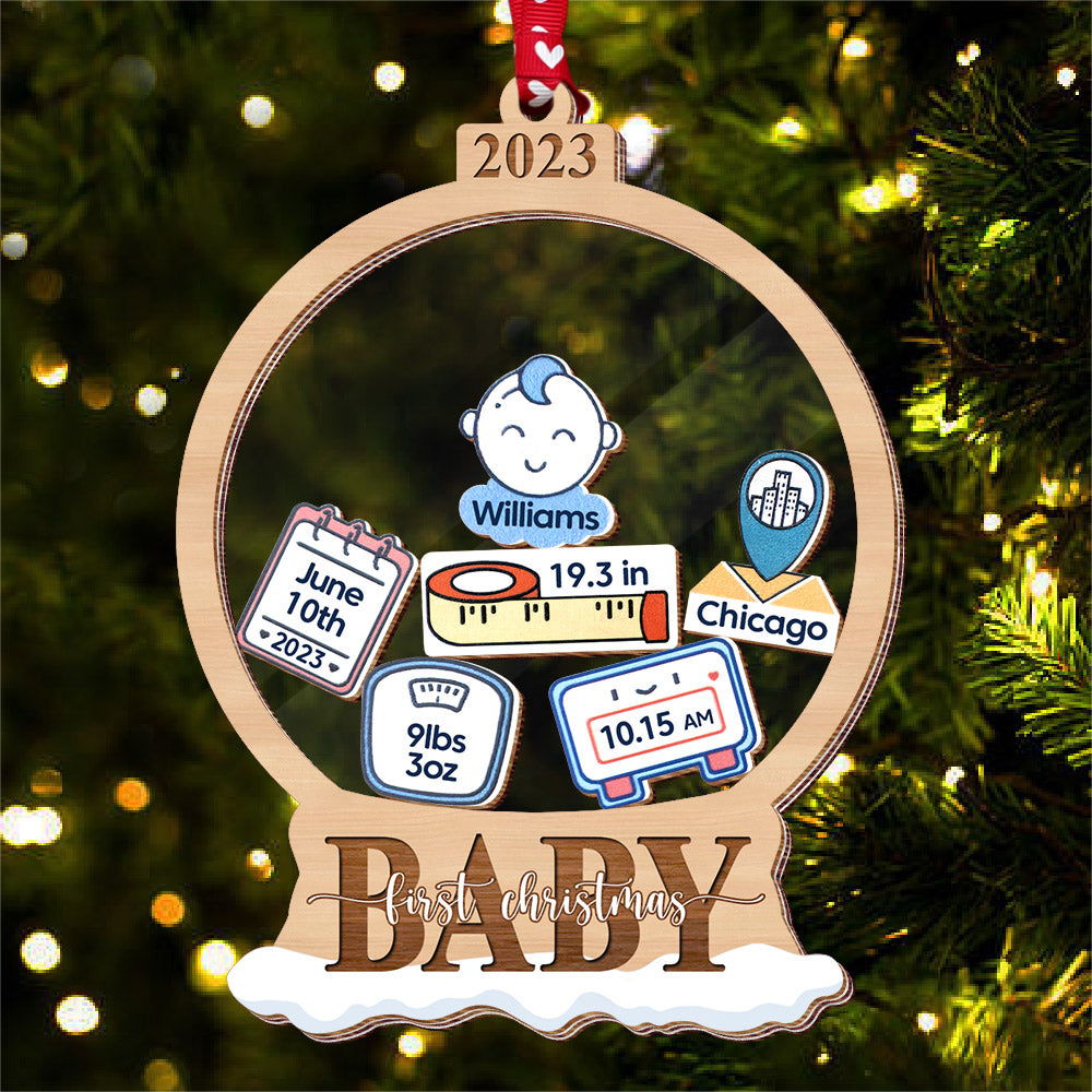 Baby First Christmas - Personalized 5 Layered Christmas Shaker Ornament