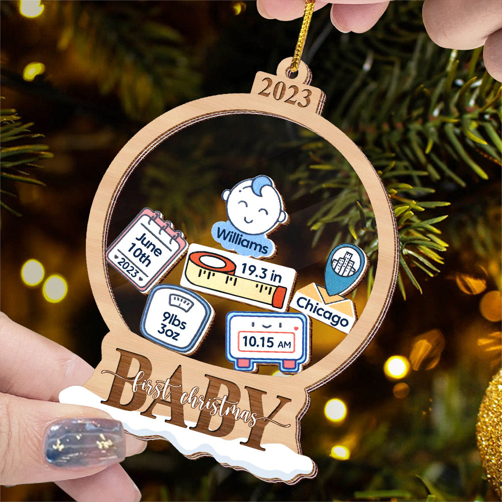 Baby First Christmas - Personalized 5 Layered Christmas Shaker Ornament