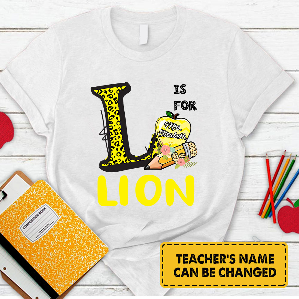 Personalized Lion Colorful Leopard Shirt Teacher T-Shirt