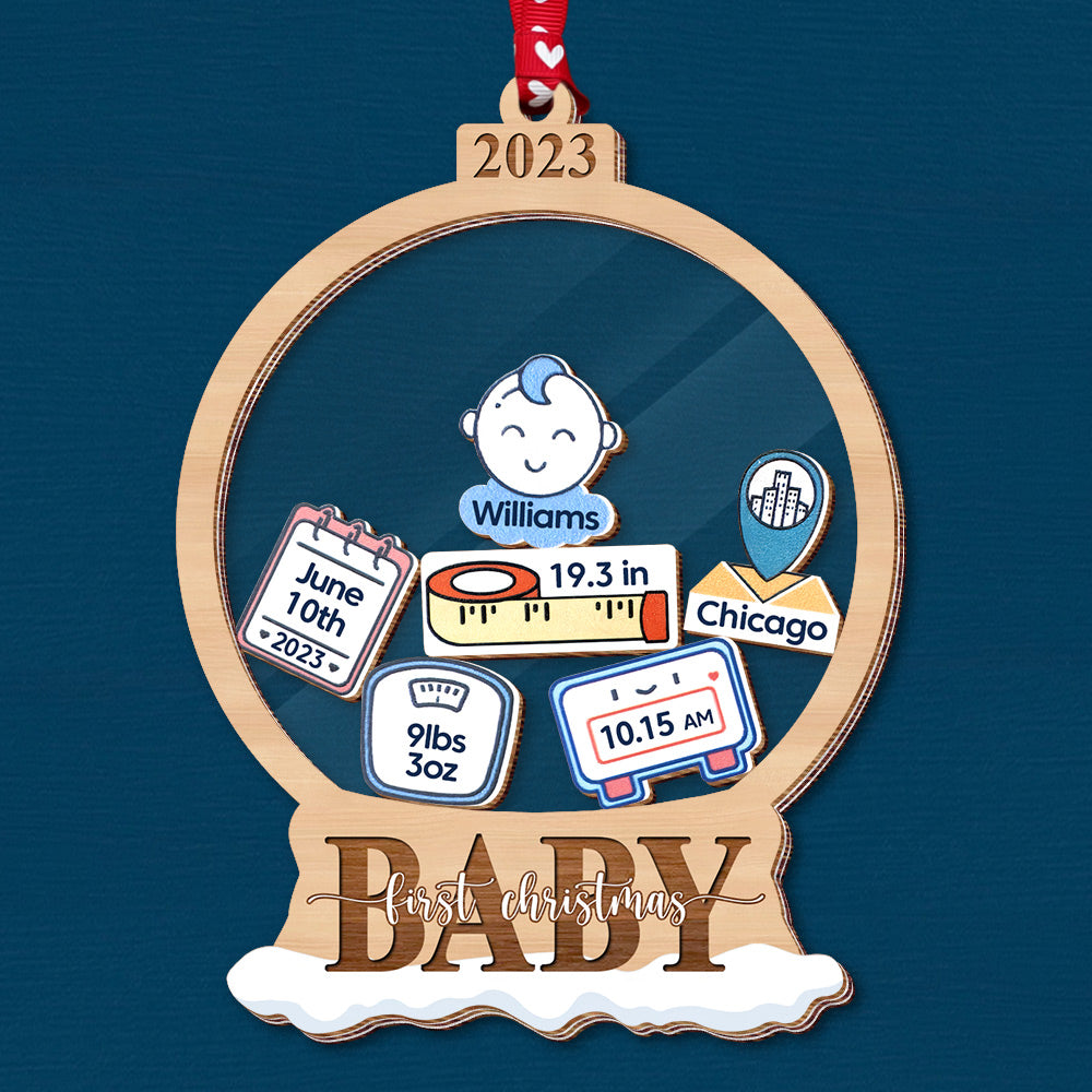 Baby First Christmas - Personalized 5 Layered Christmas Shaker Ornament
