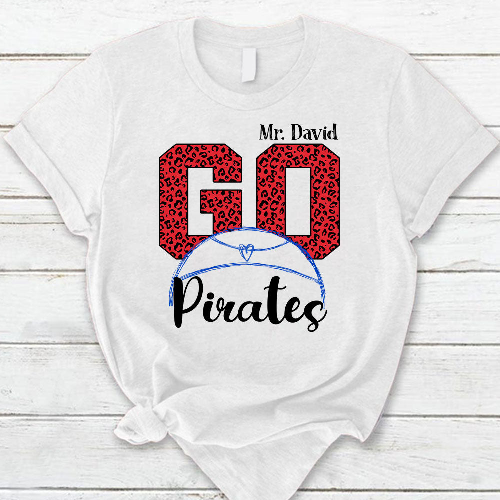 Personalized Go Pirates Mascot Leopard Custom Sport Teacher T-Shirt
