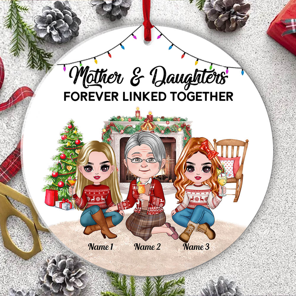 Mother And Daughters Forever Linked Together Personalized Ornament Gift For Mother Daughter