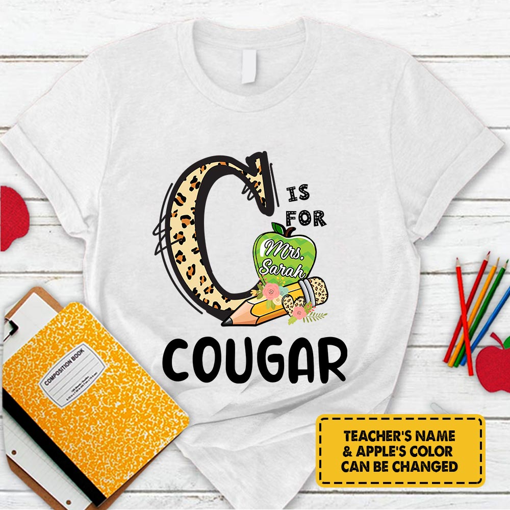 Personalized Cougar Leopard Shirt Teacher T-Shirt