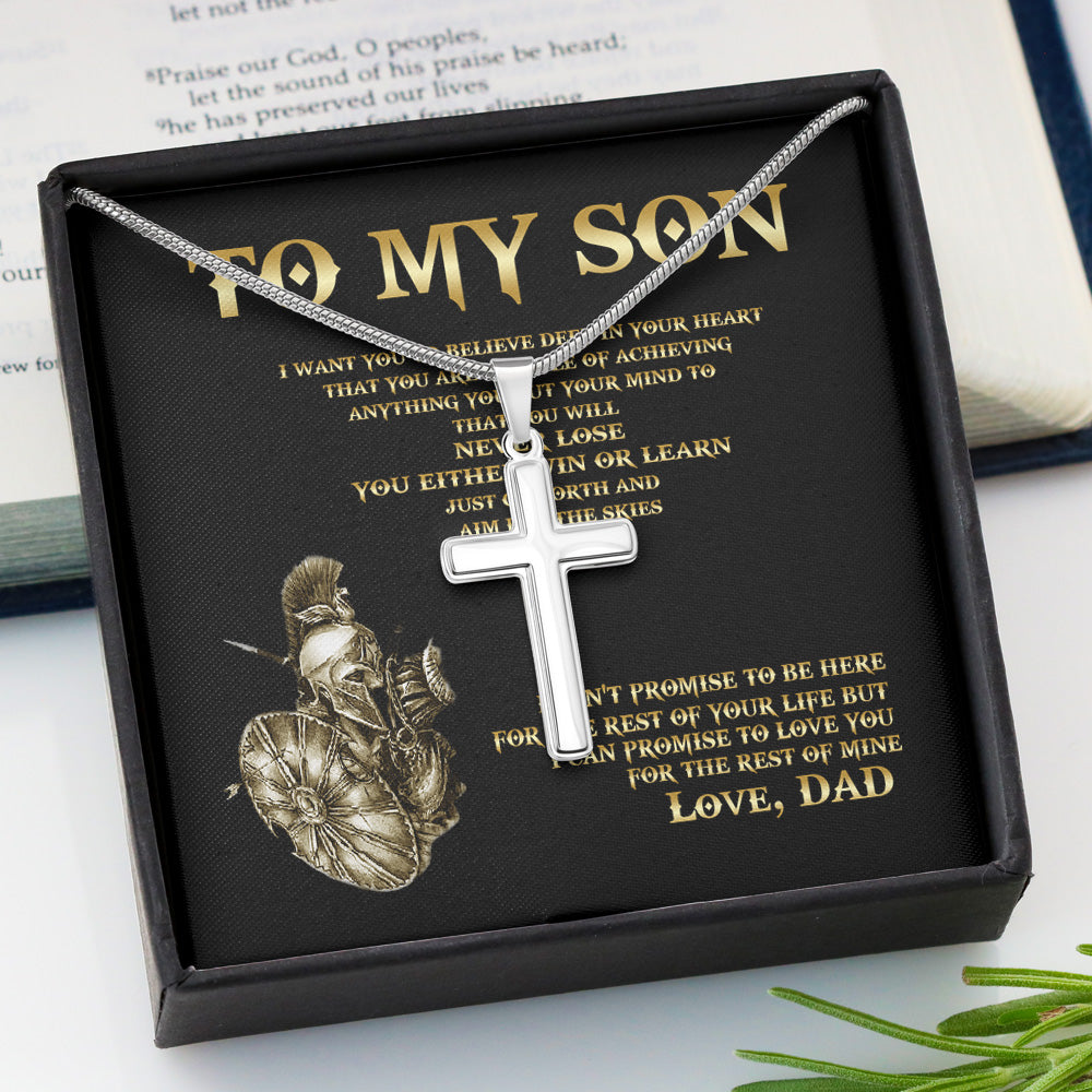 Personalized To My Son Viking Style Stainless Cross Necklace Gifts For Son From Dad Mom With Message Card - Just Go Forth And Aim For The Skies
