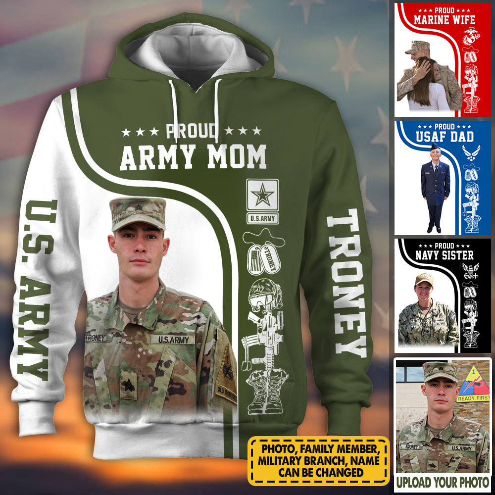 Personalized Shirt Custom Family Member And Photo Soldier Military All Over Print Shirt K1702
