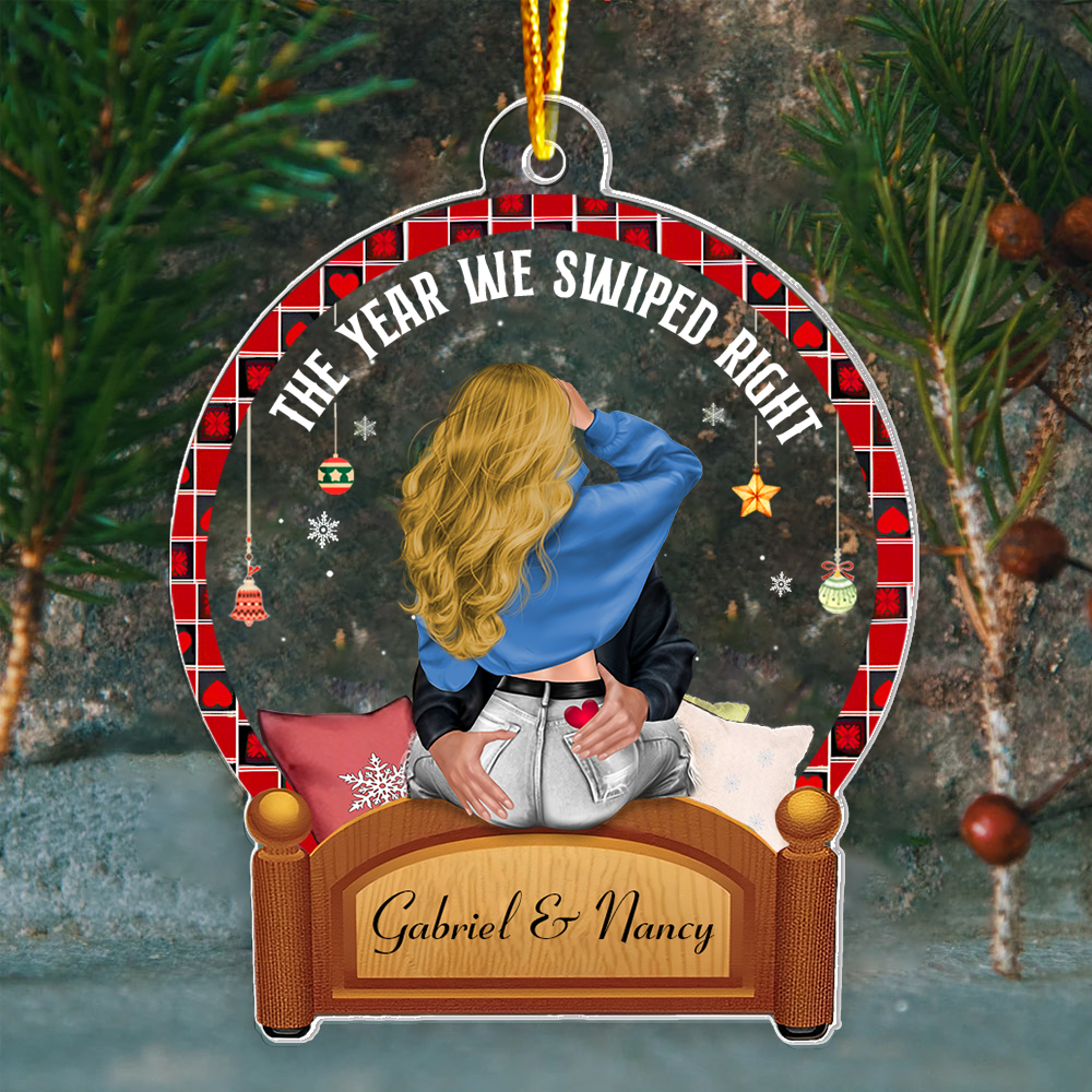 Couple Swiped Right- Personalized Couple Ornament