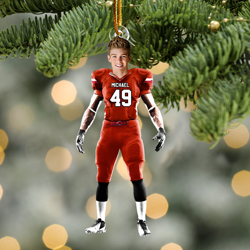 Custom Photo Football Player Ornament For Football Lovers
