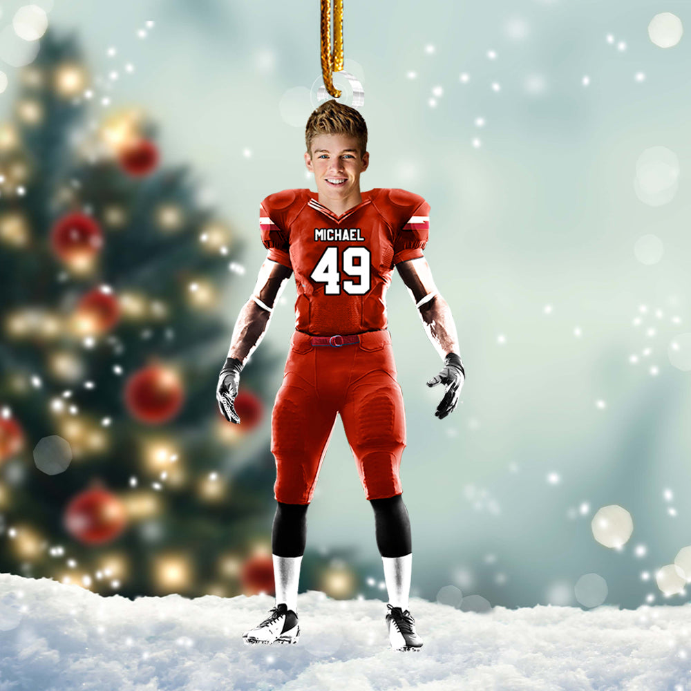Custom Photo Football Player Ornament For Football Lovers
