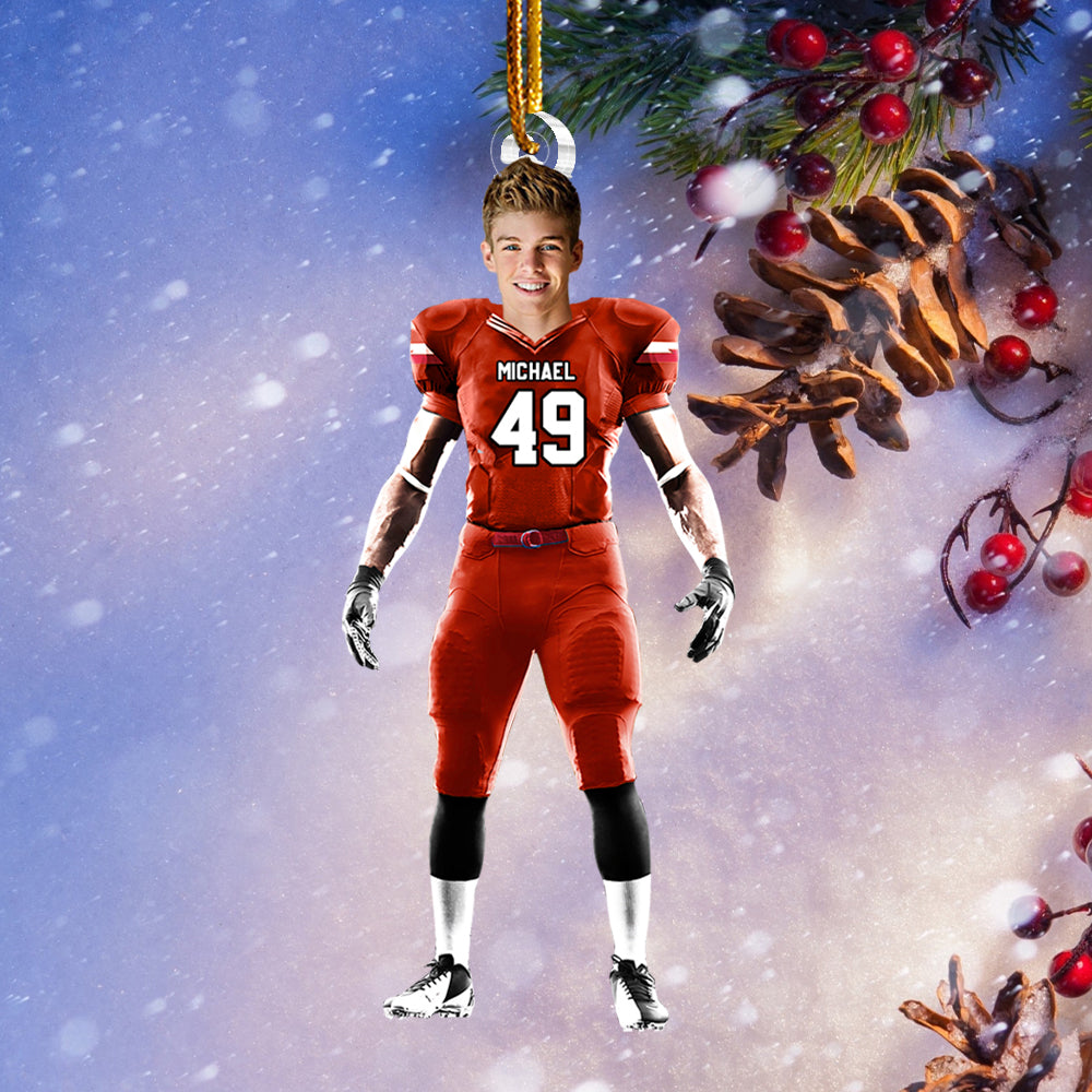 Custom Photo Football Player Ornament For Football Lovers