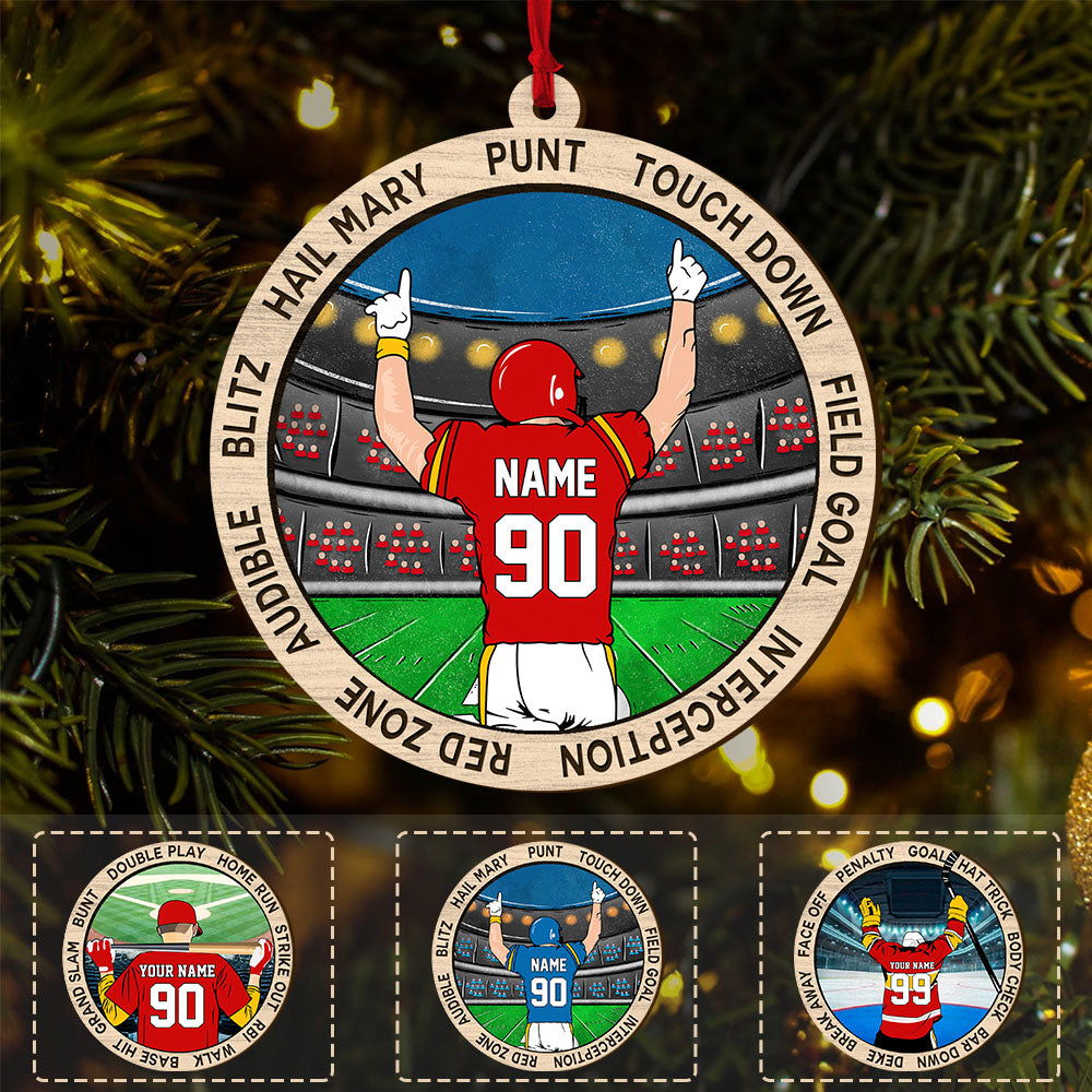 Personalized Christmas Sport Ornament for your Player Ornament with Name Jersey Number and Team colors K1702