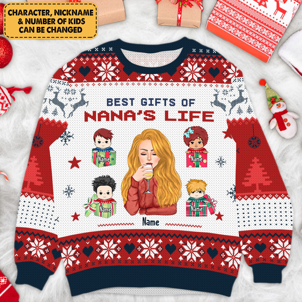 Personalized Best Gift Of Grandma's Life Ugly Sweatshirt Christmas For Grandma Nana