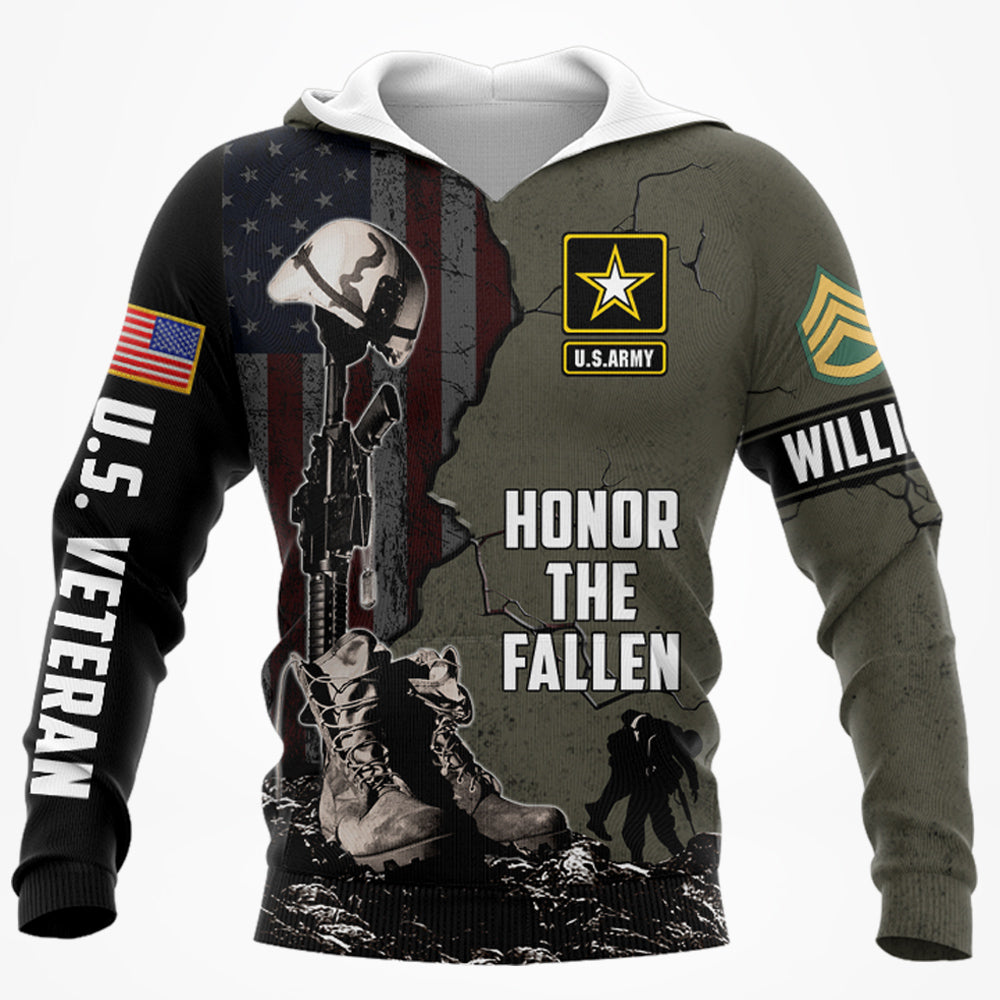 Custom All Branches Honor The Fallen Personalized All Over Print Shirt For Veteran Memorial Day Shirt H2511