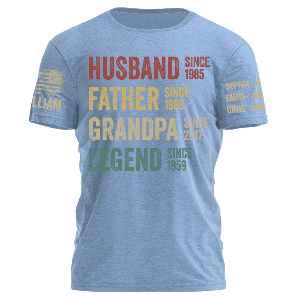 Husband Father Grandpa Legend Vintage Personalized Shirt For Dad Grandpa Custom Year H2511