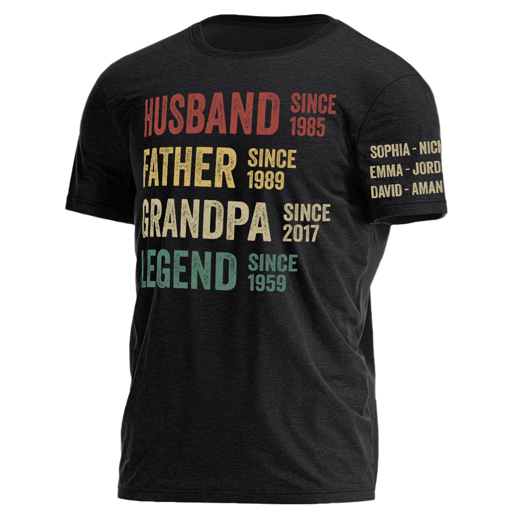 Husband Father Grandpa Legend Vintage Personalized Shirt For Dad Grandpa Custom Year H2511