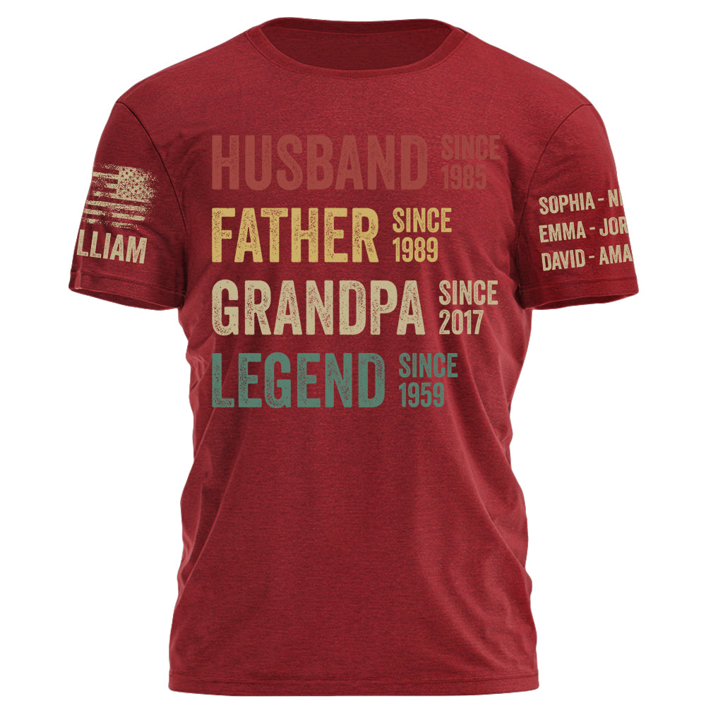 Husband Father Grandpa Legend Vintage Personalized Shirt For Dad Grandpa Custom Year H2511