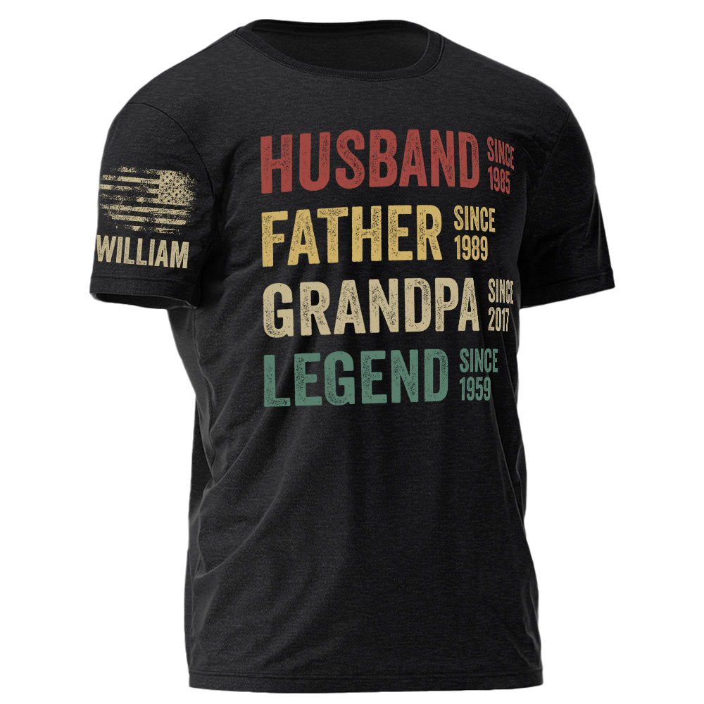 Husband Father Grandpa Legend Vintage Personalized Shirt For Dad Grandpa Custom Year H2511