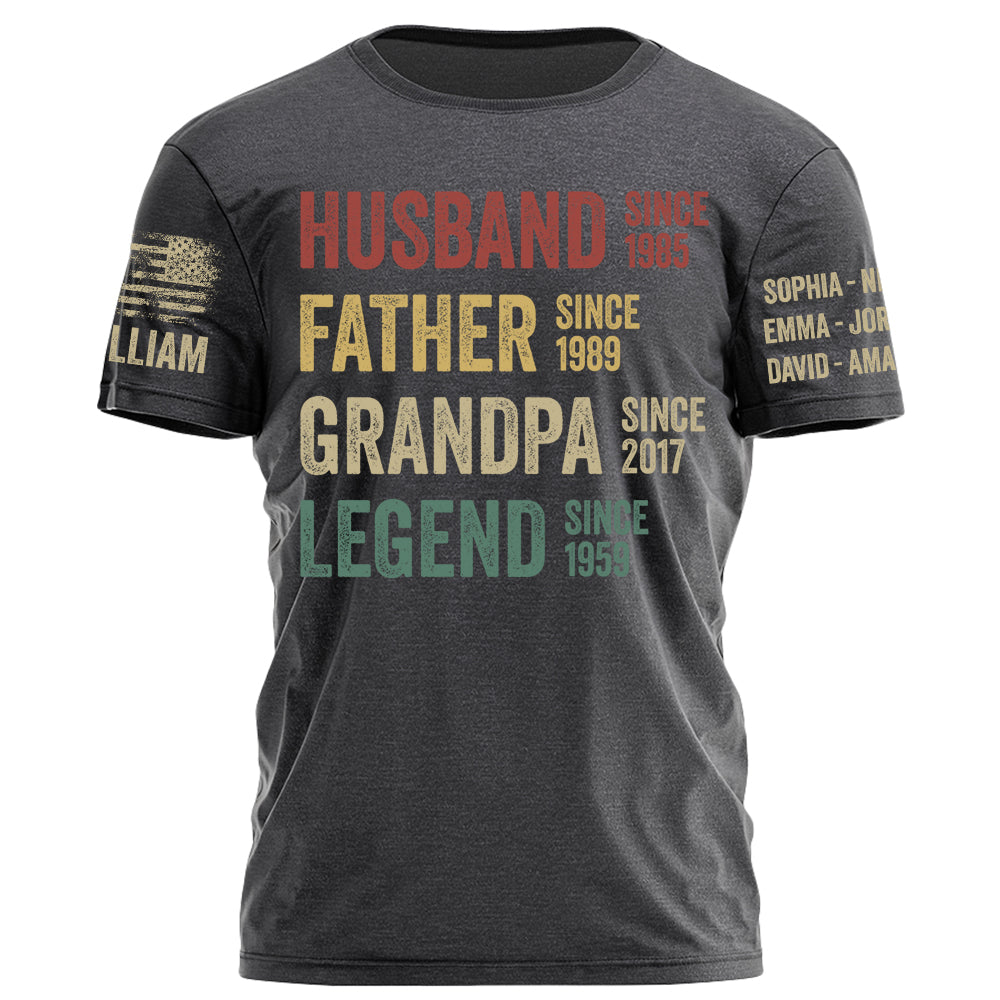 Husband Father Grandpa Legend Vintage Personalized Shirt For Dad Grandpa Custom Year H2511