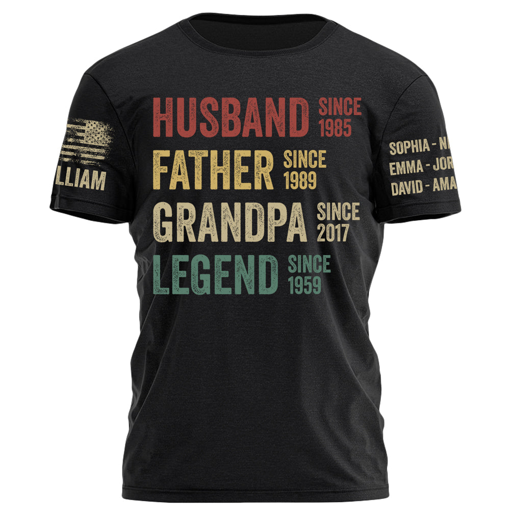 Husband Father Grandpa Legend Vintage Personalized Shirt For Dad Grandpa Custom Year H2511