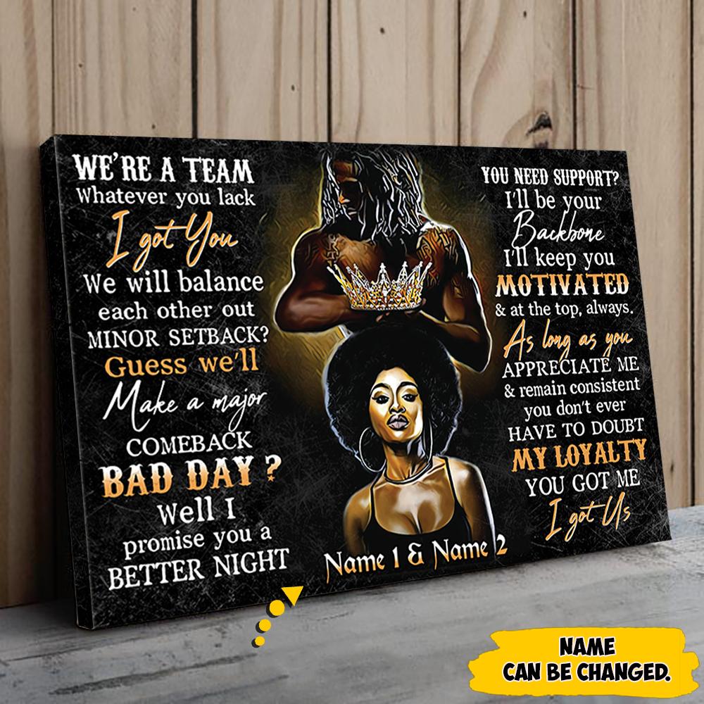 Personalized Canvas Gift For Black Couple - Custom Gifts For Black Couple - We Are A Team Poster Canvas