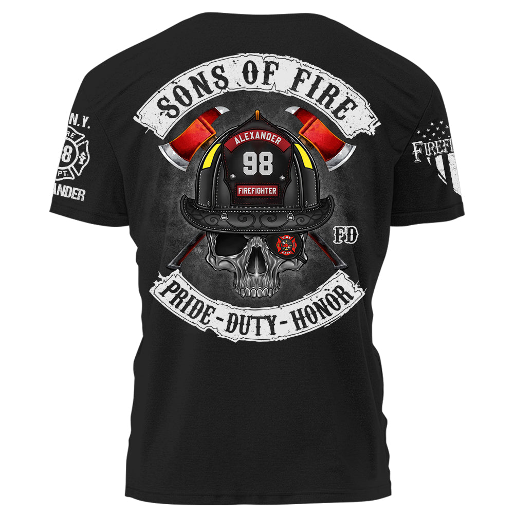Sons of Fire Pride Duty Honor Personalized Shirt For Fireman K1702