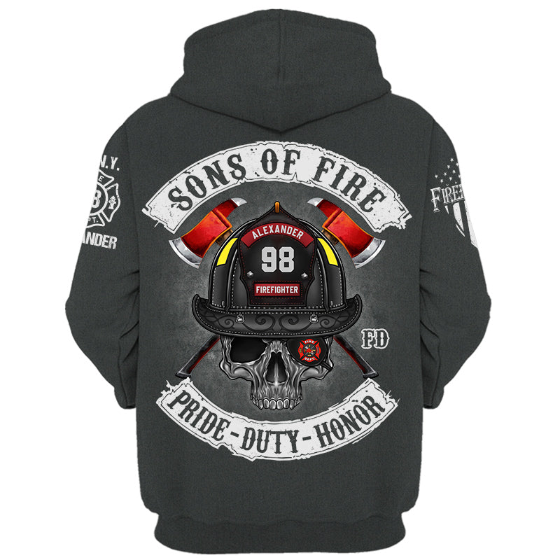 Sons of Fire Pride Duty Honor Personalized Shirt For Fireman Firefighter K1702