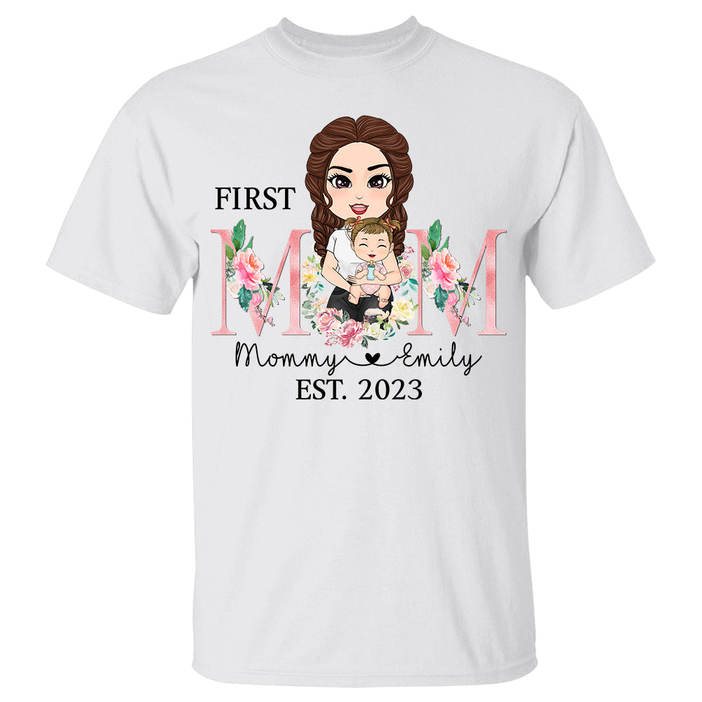 First Mom Est Year Floral Custom Shirt For First Mom Mother's Day Gift H2511