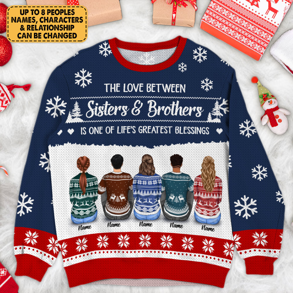 The Love Between Brother & Sister Is One Of Life's Greatest Blessings - Personalized Ugly Sweater Gift For Siblings, Christmas Gift