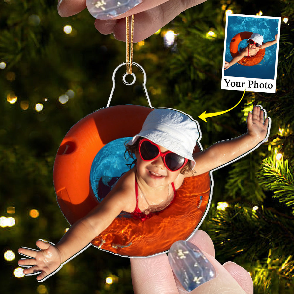 Custom Photo Acrylic Ornament Gift For Swimming Lovers - Personalized Upload Photo Acrylic Ornament For Woman Love Beach