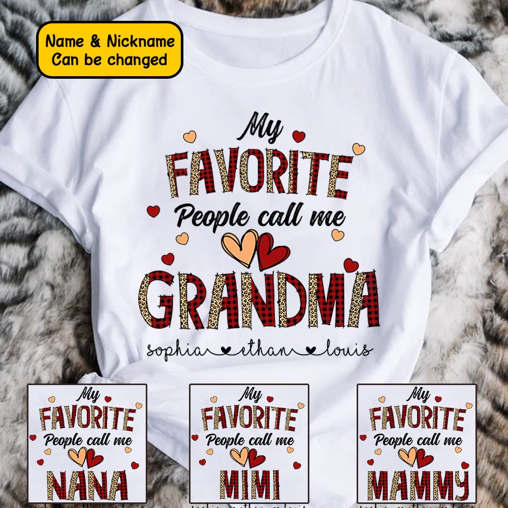 Personalized My Favorite People Call Me Grandma Hearts Leopard Shirt For Grandma