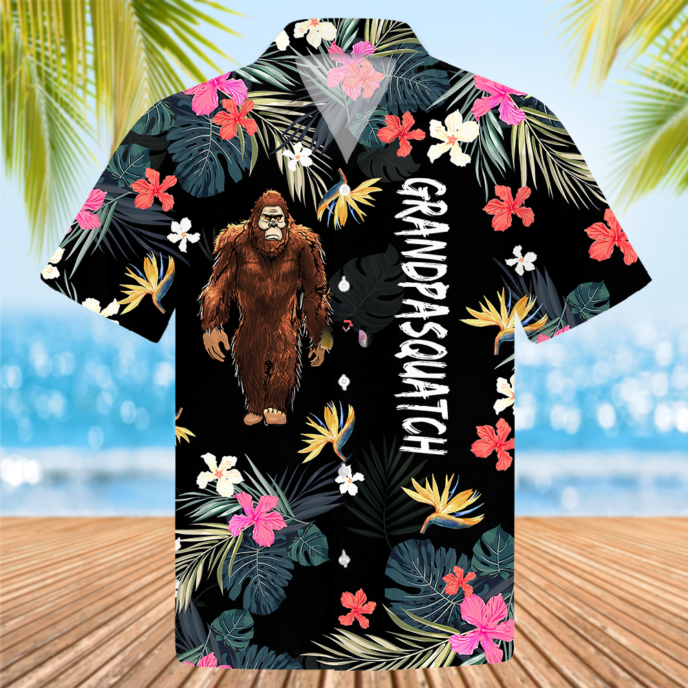 Papasquatch, Like A Grandpa, Just Way More Squatchy - Personalized Bigfoot Vintage Hawaiian Shirt