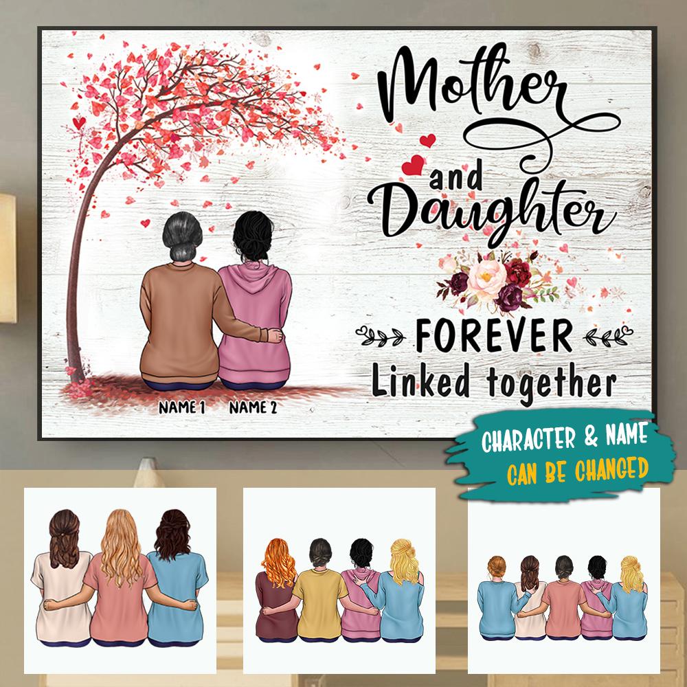 Personalized Mother And Daughter Forever Linked Together Poster And Canvas For Mom And Daughters Hg98 Phts.