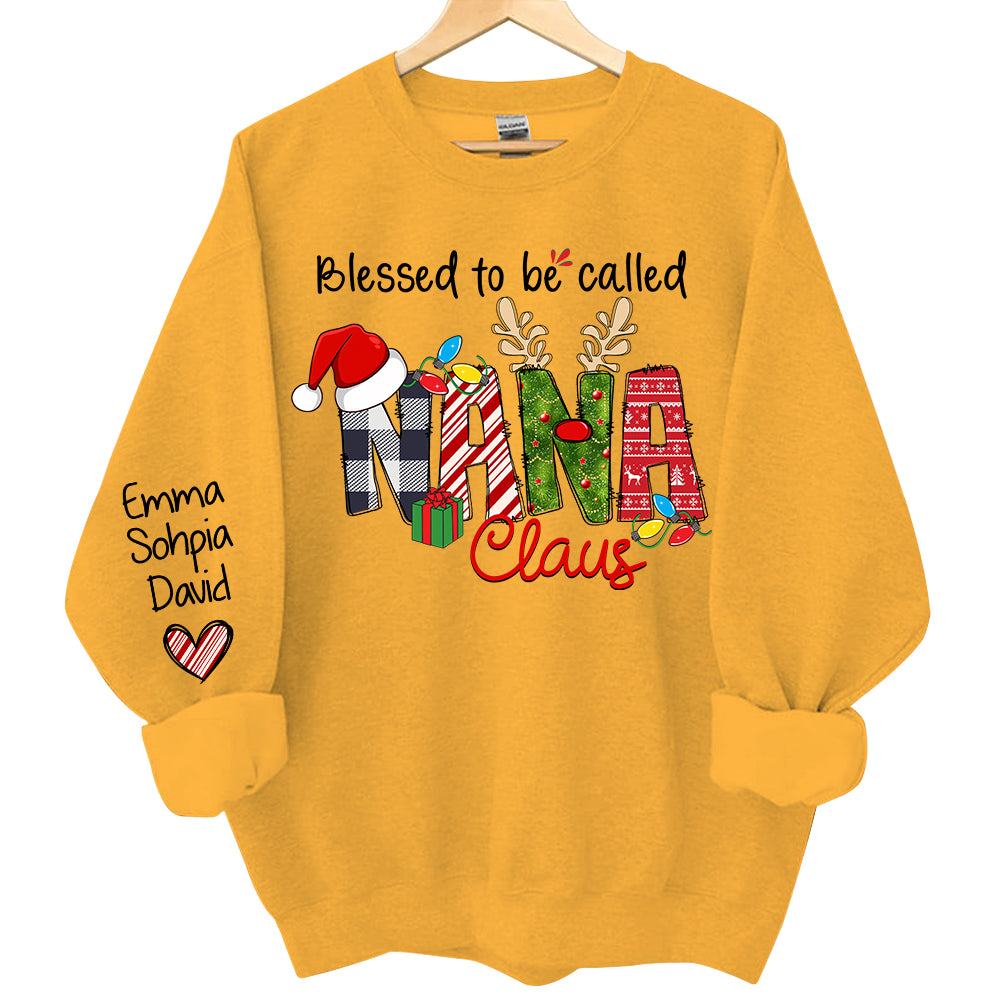 Blessed to be called Nana Claus - Personalized Grandma With Grandkids Name Shirt