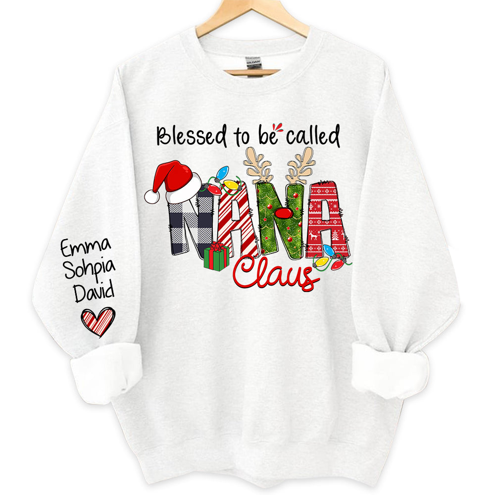 Blessed to be called Nana Claus - Personalized Grandma With Grandkids Name Shirt