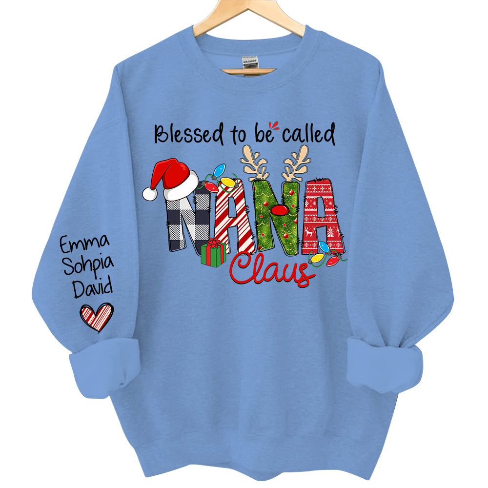 Blessed to be called Nana Claus - Personalized Grandma With Grandkids Name Shirt