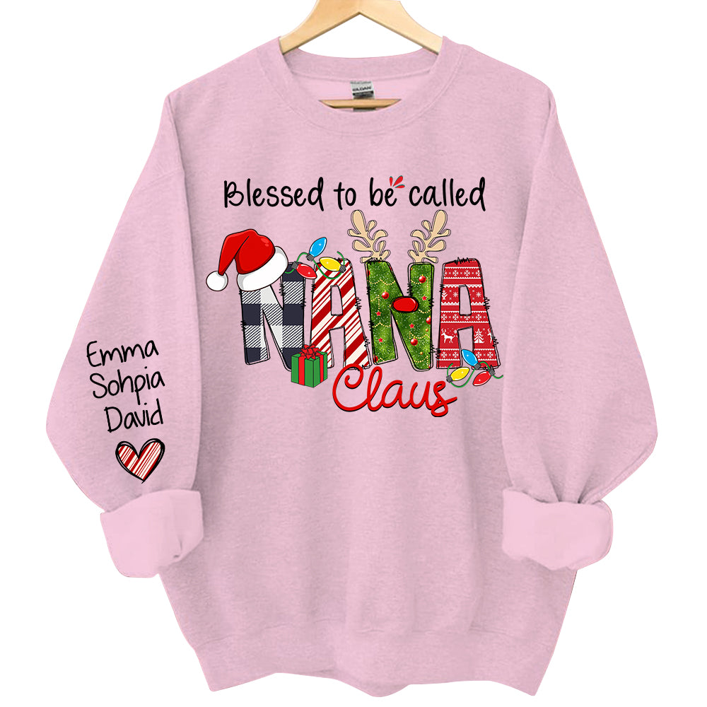 Blessed to be called Nana Claus - Personalized Grandma With Grandkids Name Shirt