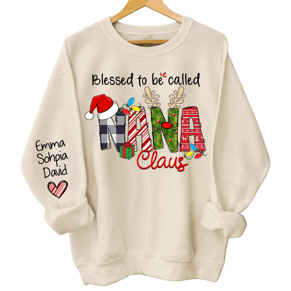 Blessed to be called Nana Claus - Personalized Grandma With Grandkids Name Shirt