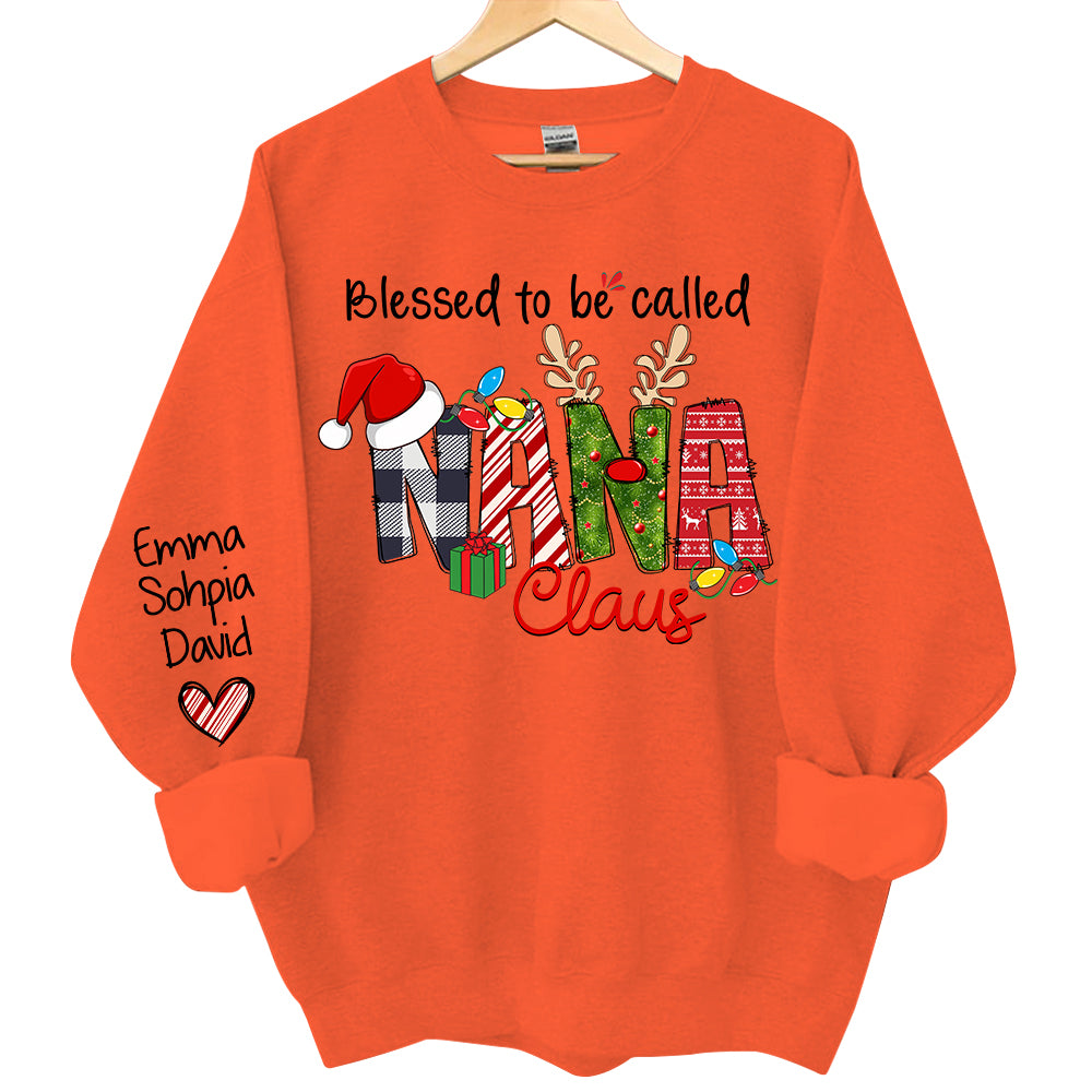 Blessed to be called Nana Claus - Personalized Grandma With Grandkids Name Shirt