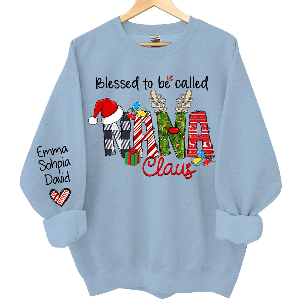 Blessed to be called Nana Claus - Personalized Grandma With Grandkids Name Shirt