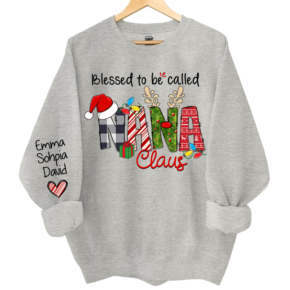 Blessed to be called Nana Claus - Personalized Grandma With Grandkids Name Shirt