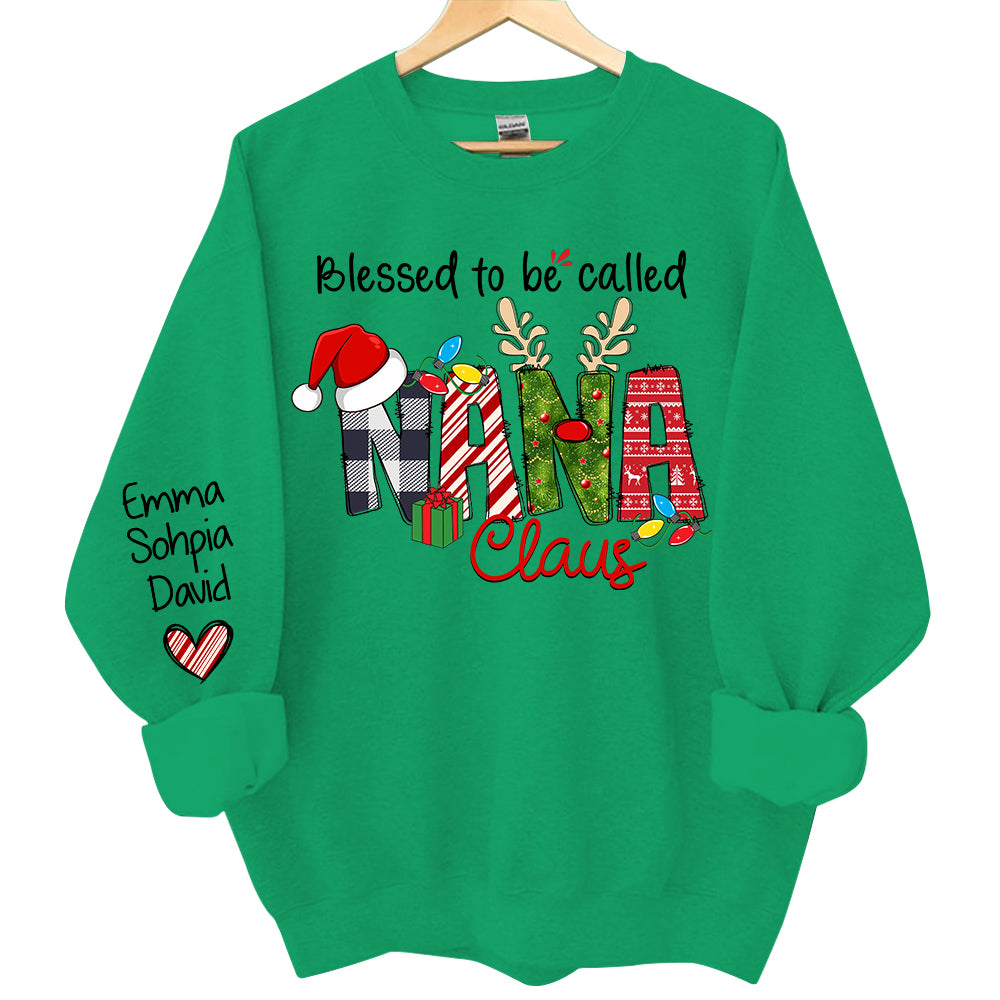 Blessed to be called Nana Claus - Personalized Grandma With Grandkids Name Shirt